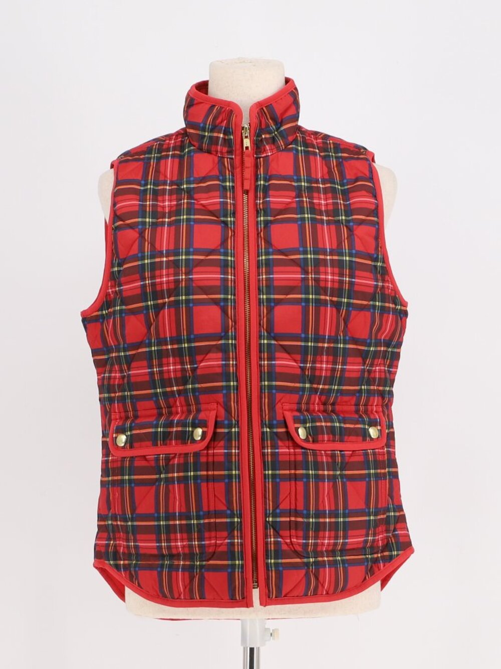 J. CREW Tartan Puffer Vest with Snap Pockets Size S